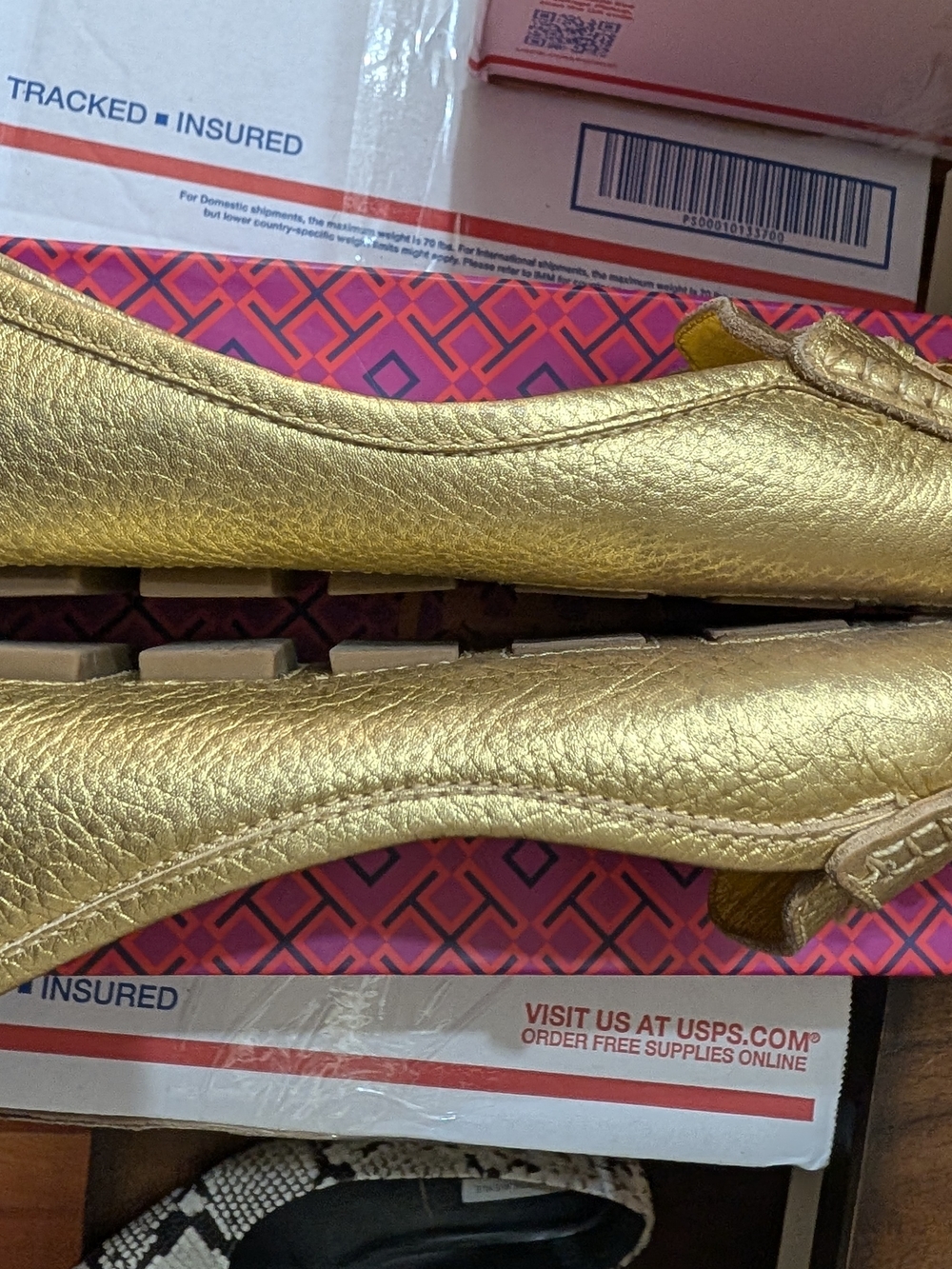 Tory Burch Gold Leather Ballet Flats